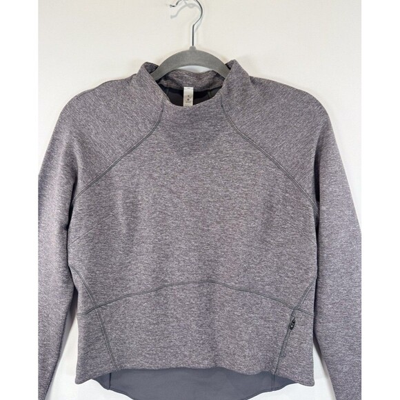 Lululemon Womens Top Gray Hill And Valley Mock Neck Cropped Long Sleeve Size 6 - Picture 7 of 11